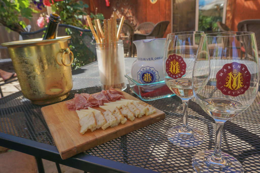 antipasto plate at marchesi vinyard in hood river