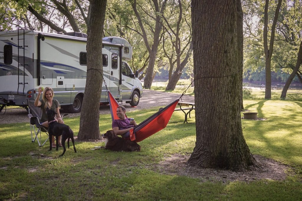 Family camping in Charles City Iowa campground