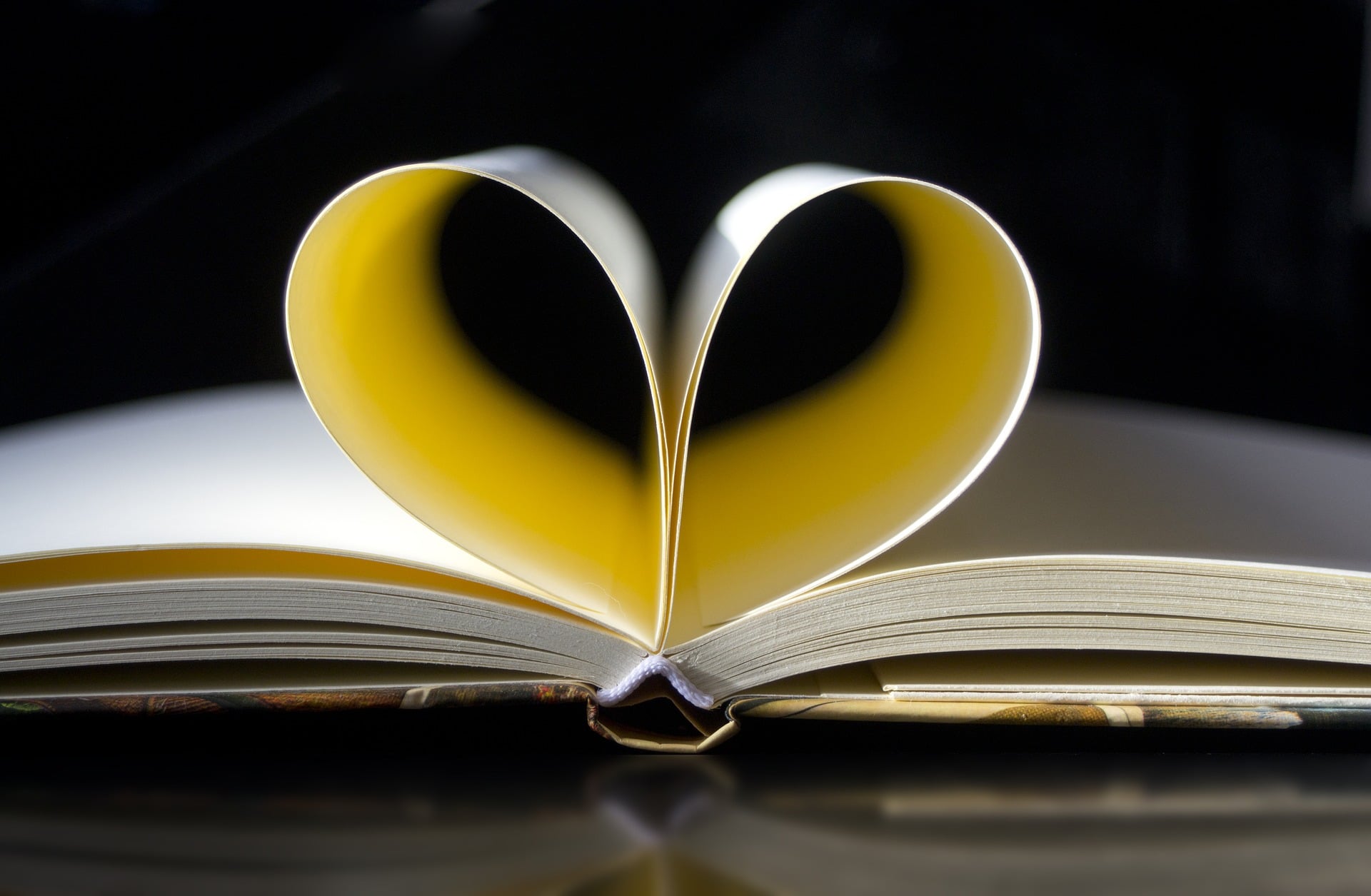 book with pages making heart