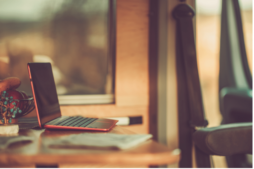 laptop computer on dinette in an RV