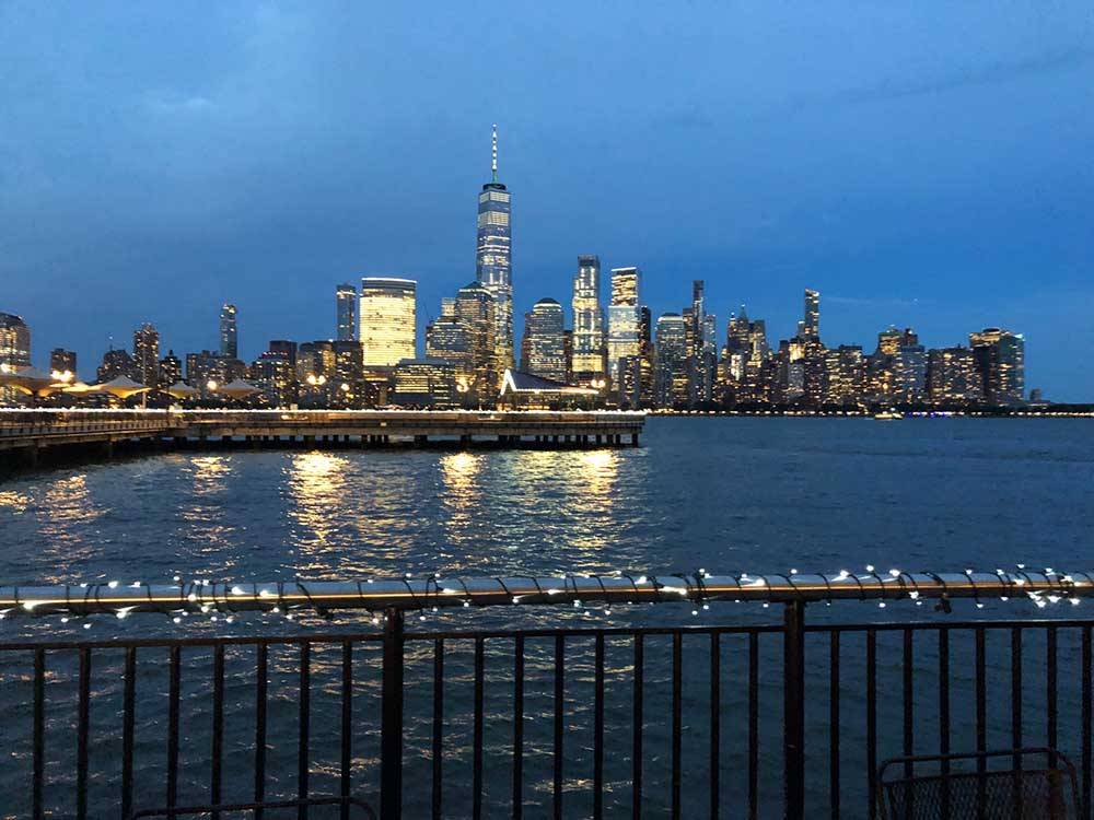 Liberty Harbor RV Park with New York City skyline