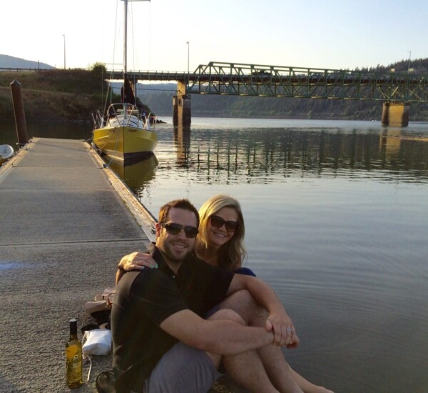A mini picnic (well the wine anyway) by the river.