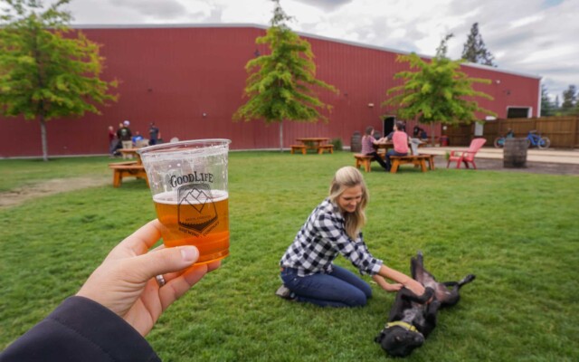 Enjoying the outdoor area at Good Life Brewing Enjoying the outdoor area at Good Life Brewing