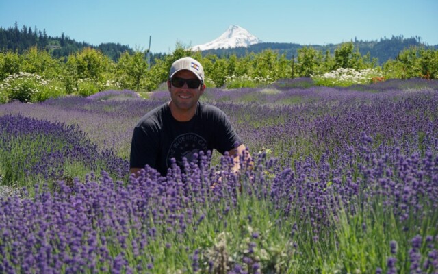 Dan enjoying the sweet smells :) hood river fruit loop lavender fields