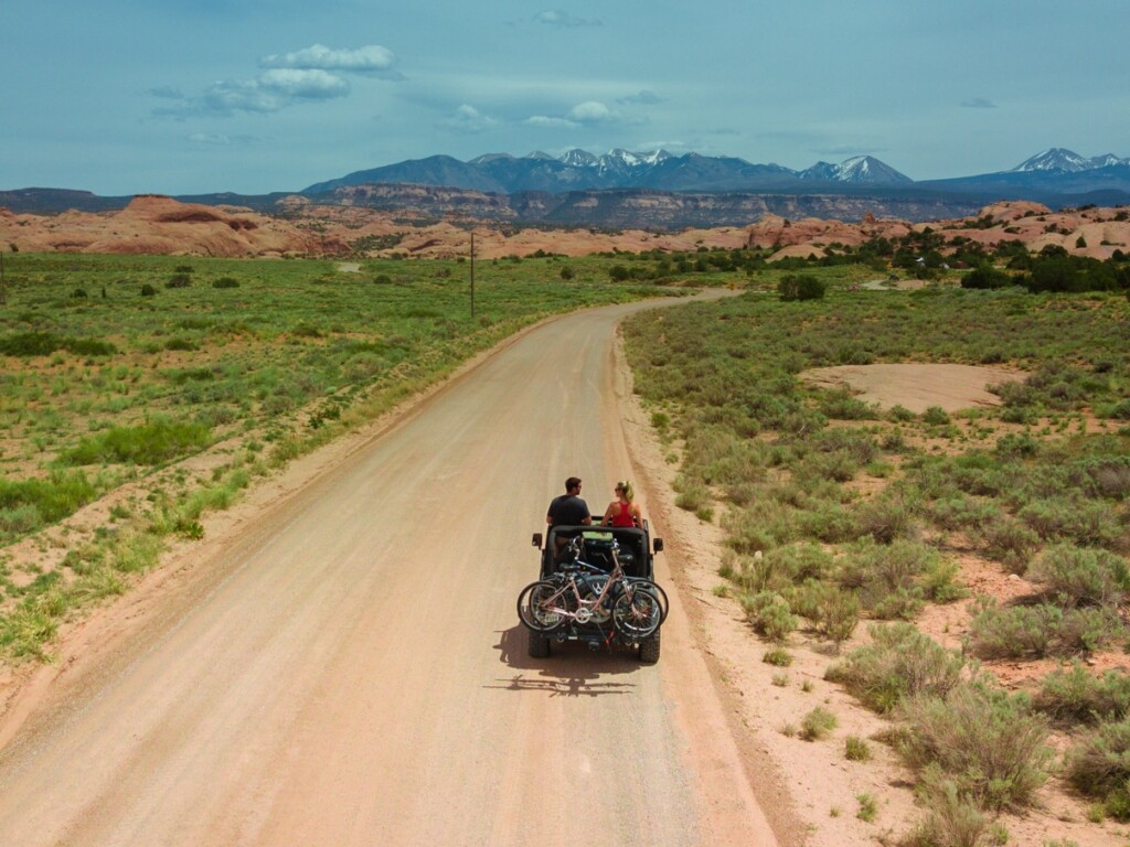 We took a ride in the jeep at Sand Flats Recreation Area couple in jeep in moab
